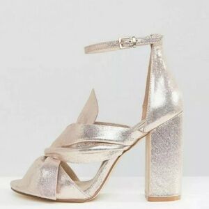 Miss Selfridge rose gold Block Heels